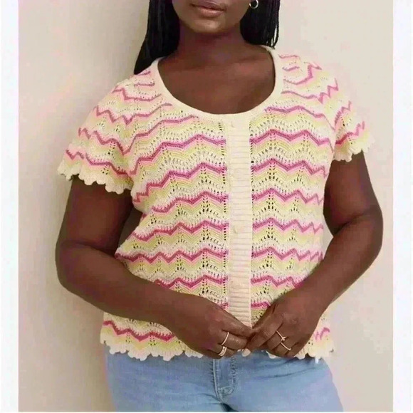 NWT Torrid Pointelle Cotton Cardigan Sweater - Picture 2 of 9